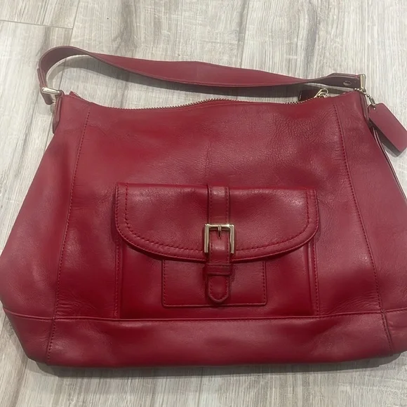 VTG Leather Coach Charlie Hobo Classic Dark Red Shoulder Bag - Picture 3 of 17